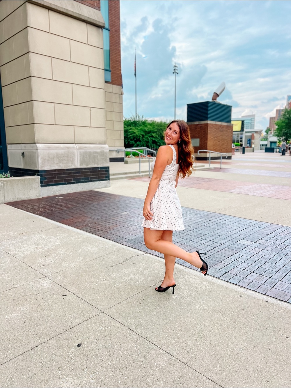 Cider Cream Polka Dot Square-Neck Mini Dress - Picture 4 of 4